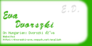 eva dvorszki business card
